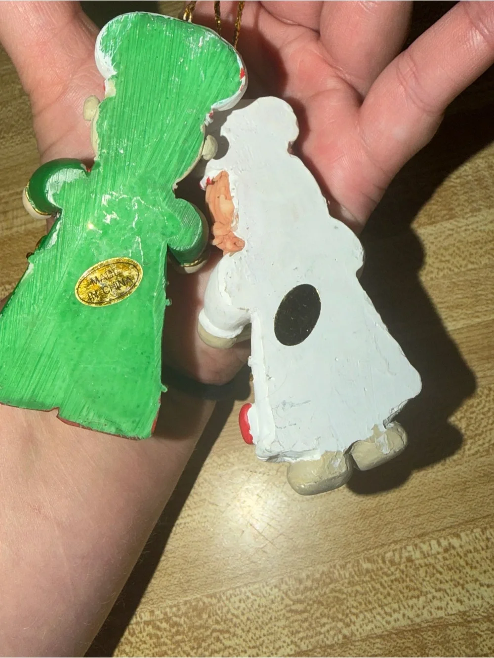 Vintage Holiday Baker Ornament Pair - Red, White & Green‎ Christmas tree holiday